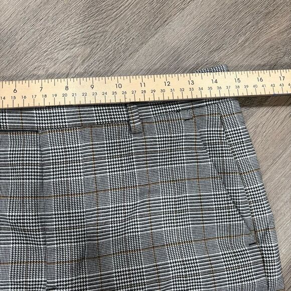 Zara Black Tan Houndstooth Plaid Trousers Cropped Ankle Pants Size 6 - Picture 7 of 10